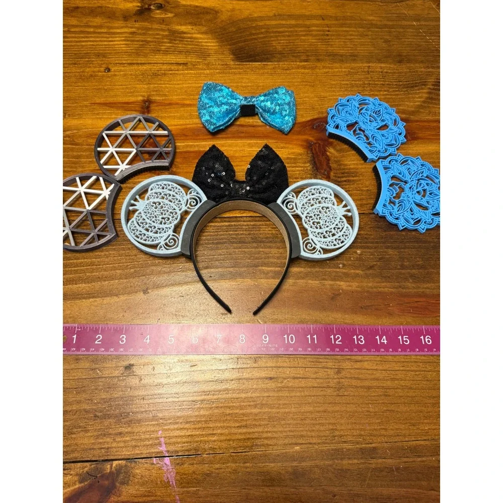 3D Printed Interchangeable Mouse Ears Headband Set Blue Black Silver Good